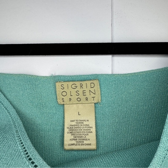 Sigrid Olsen Sport Aqua Blue Knit Top Large Rayon Blend Tank Top minimalist - Picture 4 of 10